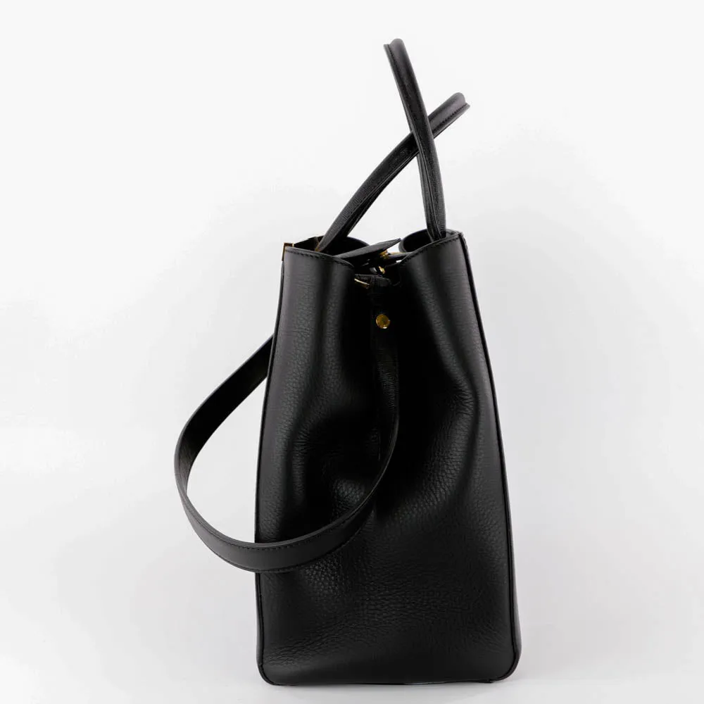 2Jours Medium Leather Tote in Black