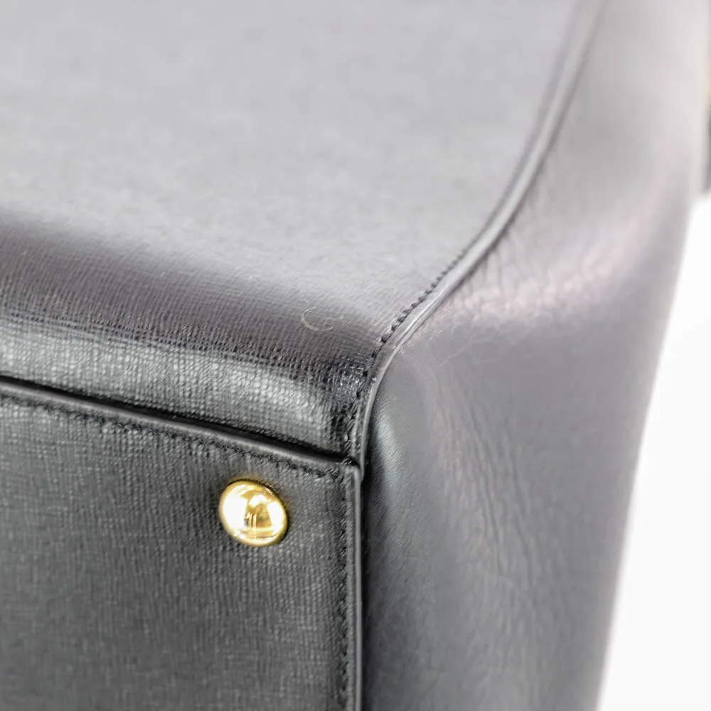 2Jours Medium Leather Tote in Black