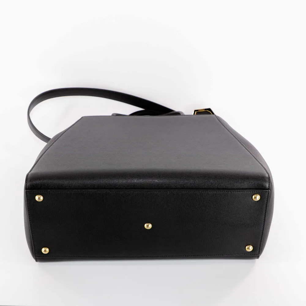 2Jours Medium Leather Tote in Black