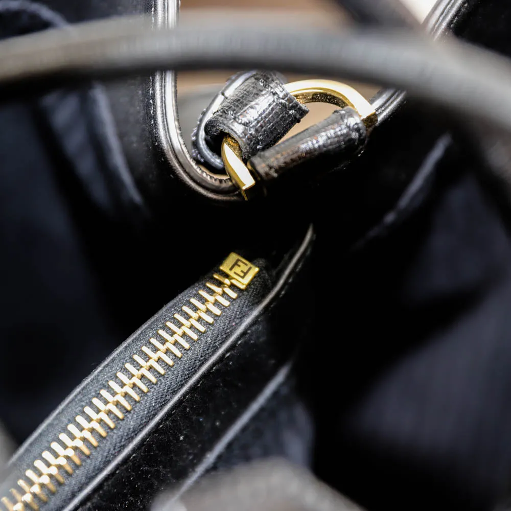 2Jours Medium Leather Tote in Black