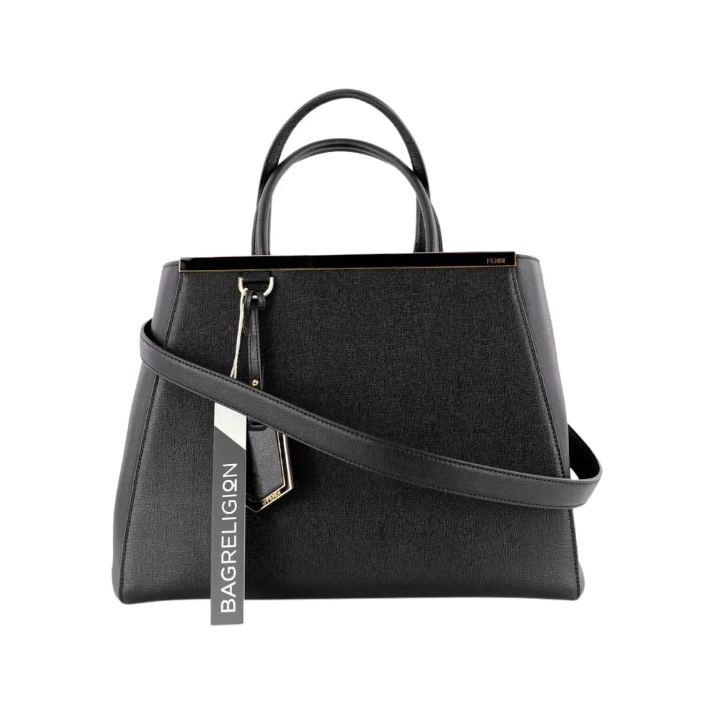 2Jours Medium Leather Tote in Black