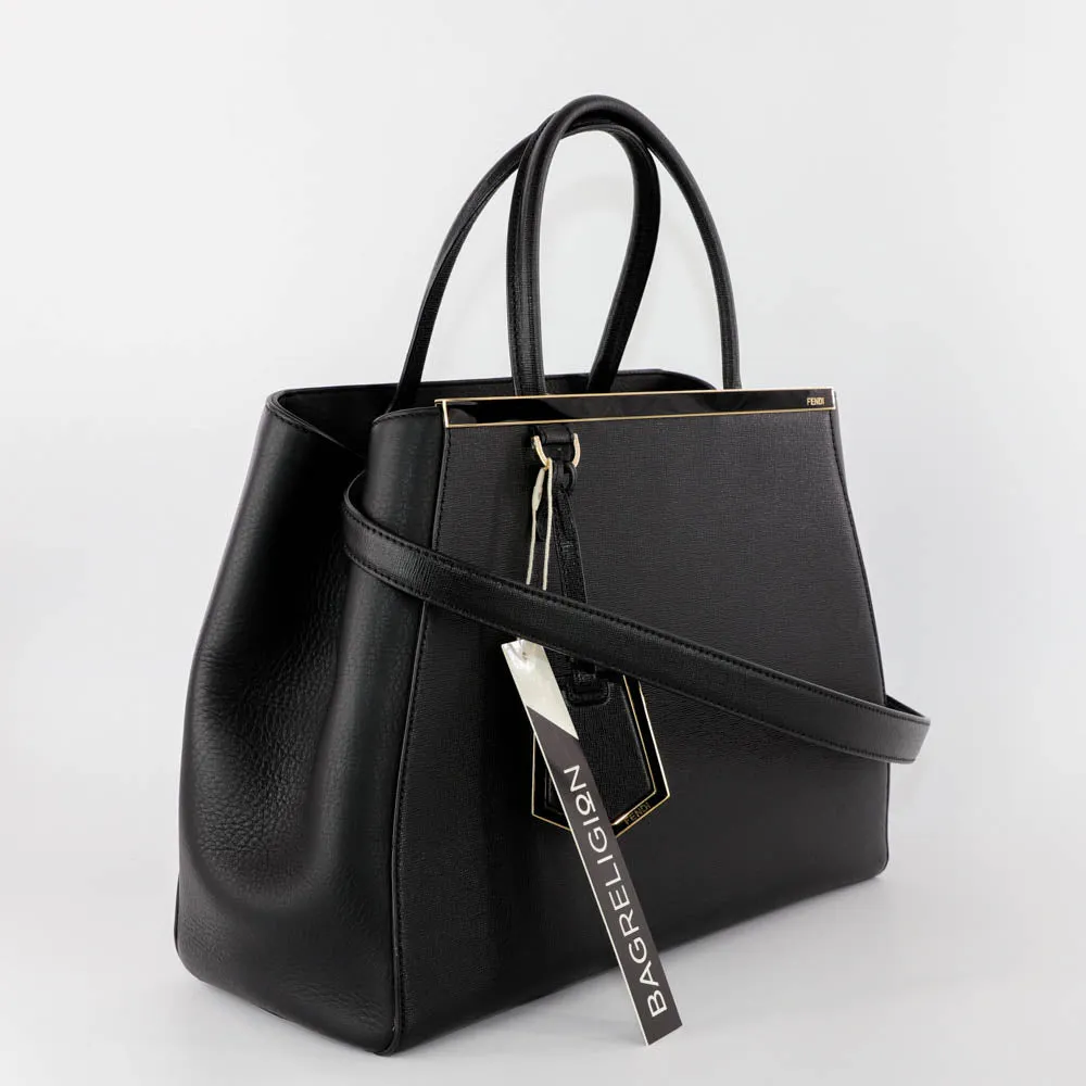 2Jours Medium Leather Tote in Black