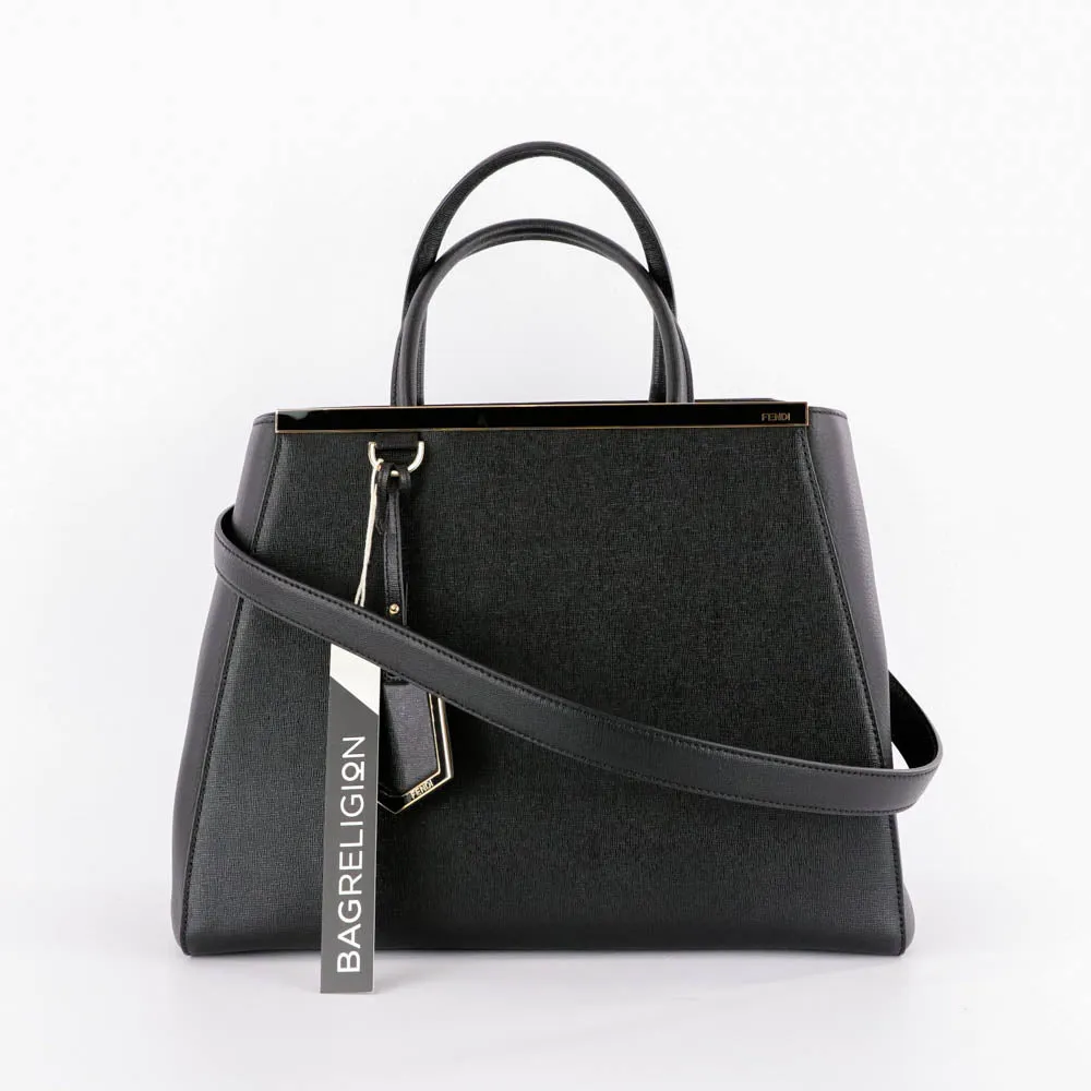 2Jours Medium Leather Tote in Black
