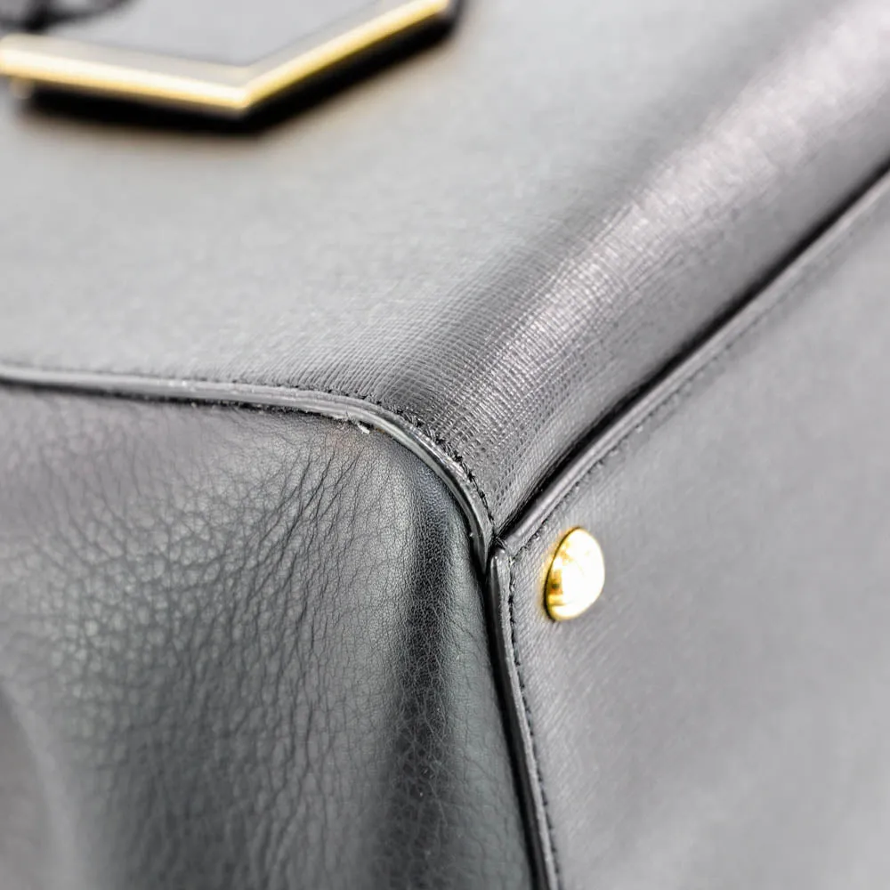 2Jours Medium Leather Tote in Black