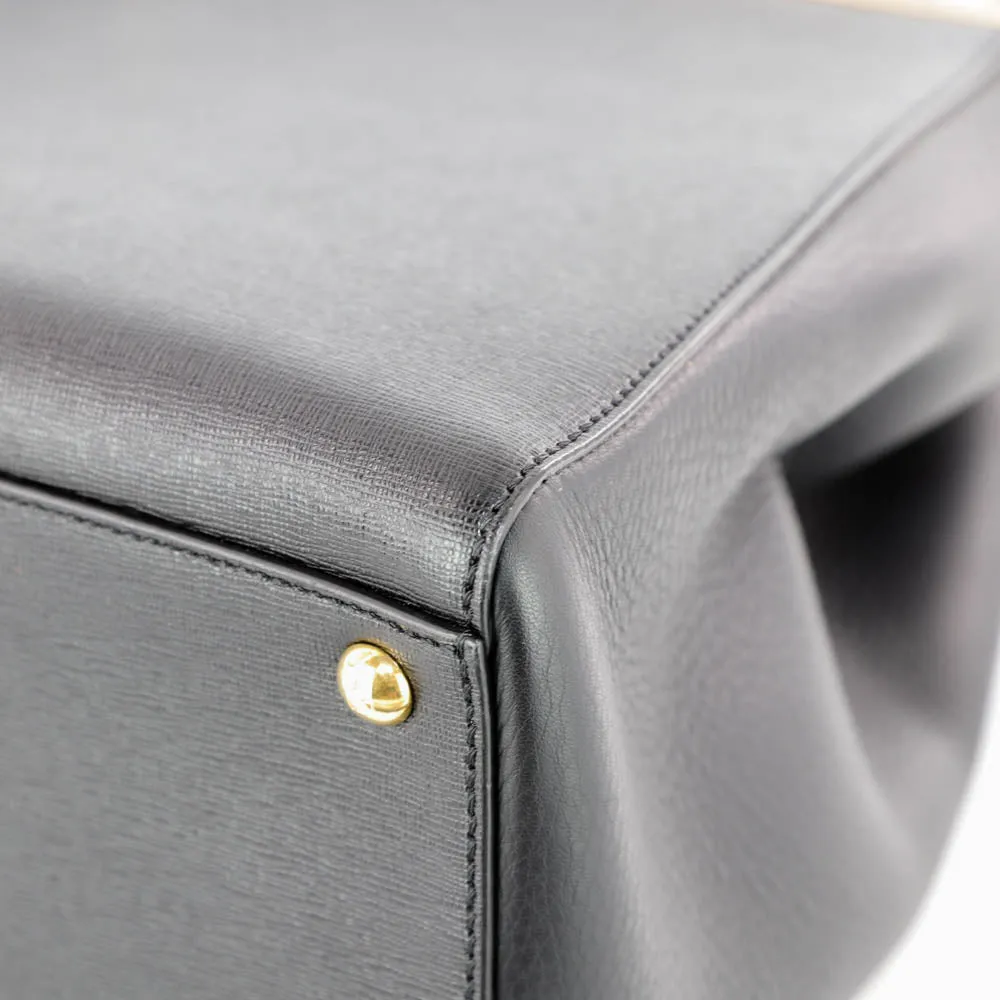 2Jours Medium Leather Tote in Black