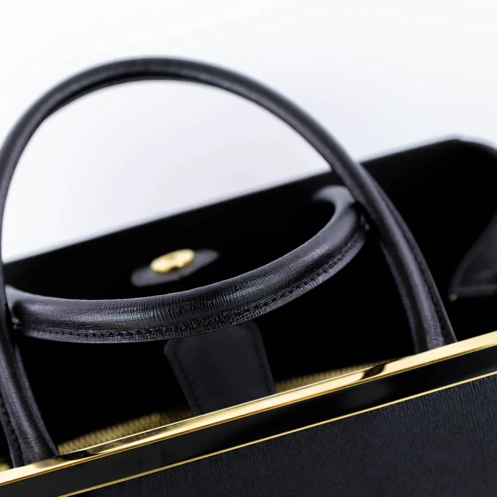 2Jours Medium Leather Tote in Black