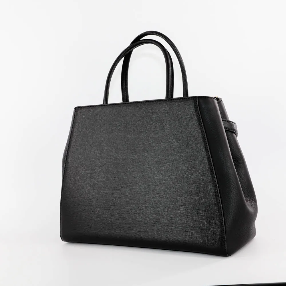 2Jours Medium Leather Tote in Black