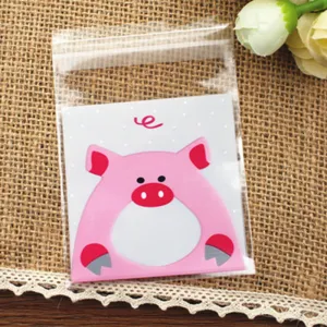 5 Bag Printed Plastic Bags, with Adhesive, Colorful, 10x7cm, Unilateral Thickness: 0.035mm, Inner Measure: 7x7cm, about 100pcs/bag