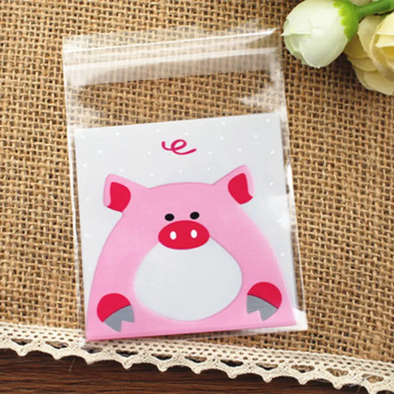 5 Bag Printed Plastic Bags, with Adhesive, Colorful, 10x7cm, Unilateral Thickness: 0.035mm, Inner Measure: 7x7cm, about 100pcs/bag
