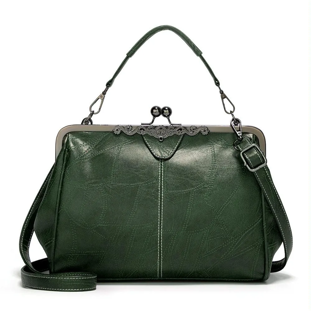Adjustable Leather Crossbody Bag with Vintage Buckle