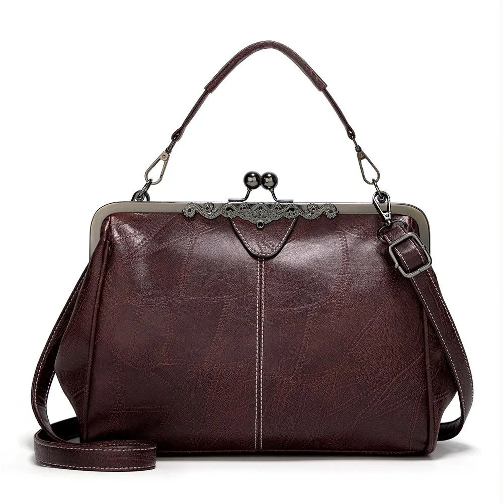 Adjustable Leather Crossbody Bag with Vintage Buckle