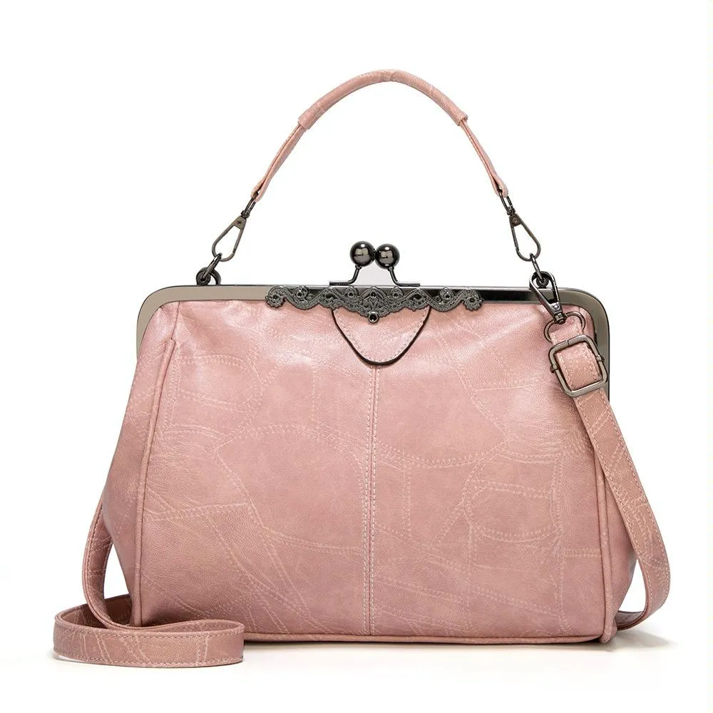 Adjustable Leather Crossbody Bag with Vintage Buckle