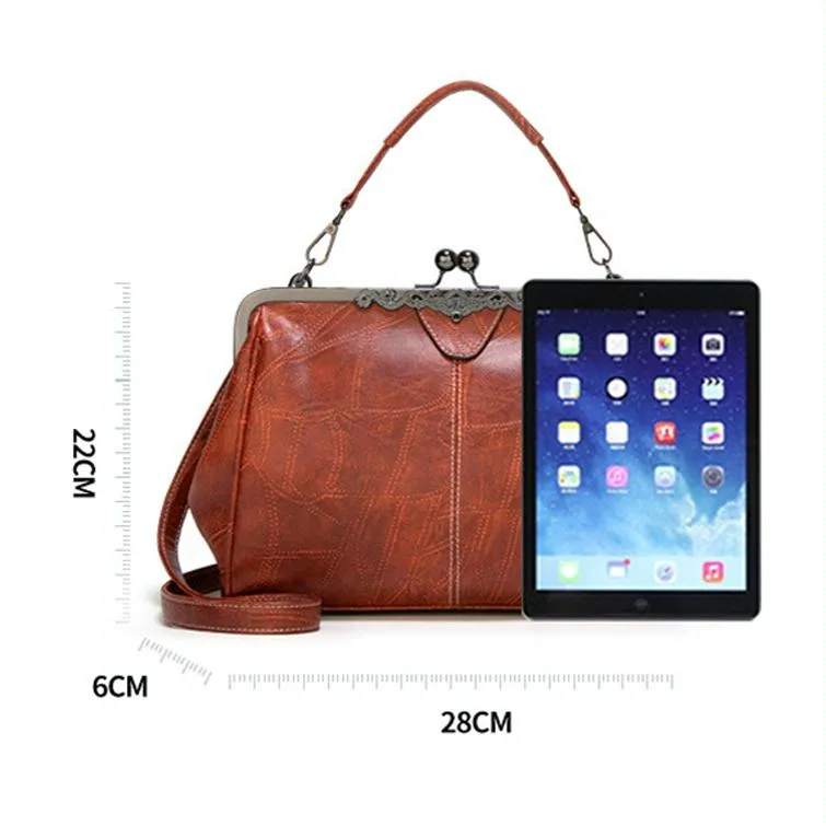 Adjustable Leather Crossbody Bag with Vintage Buckle