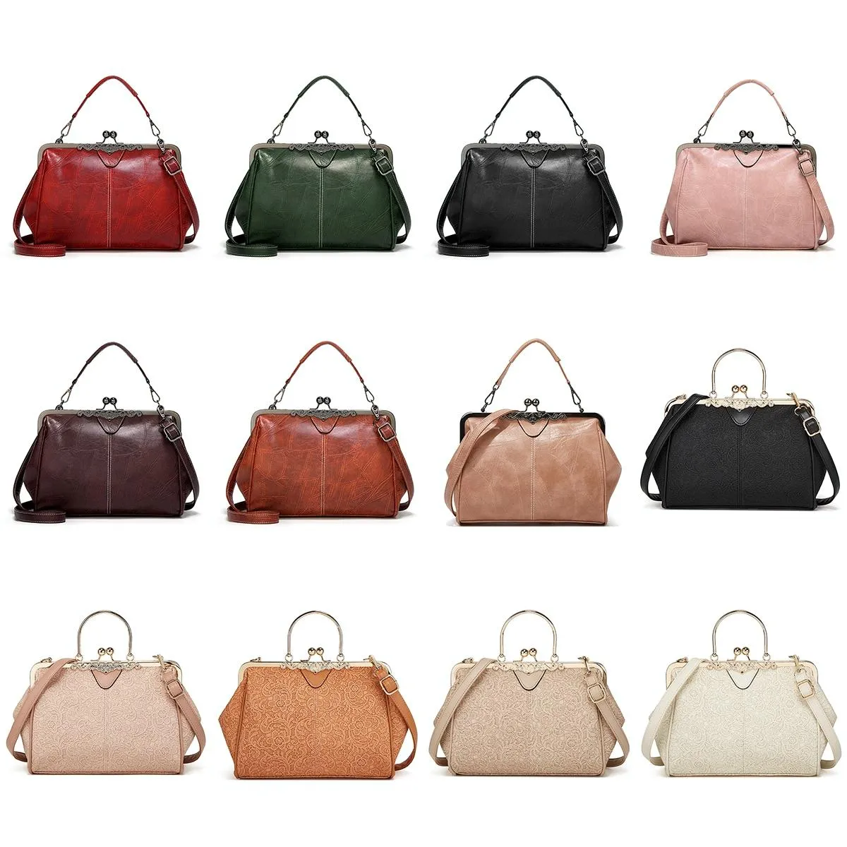 Adjustable Leather Crossbody Bag with Vintage Buckle