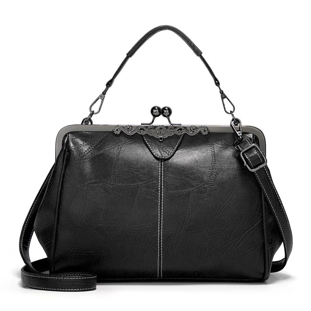Adjustable Leather Crossbody Bag with Vintage Buckle