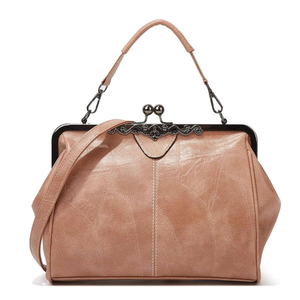 Adjustable Leather Crossbody Bag with Vintage Buckle