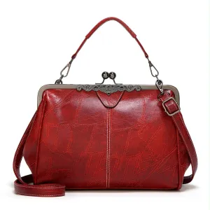 Adjustable Leather Crossbody Bag with Vintage Buckle