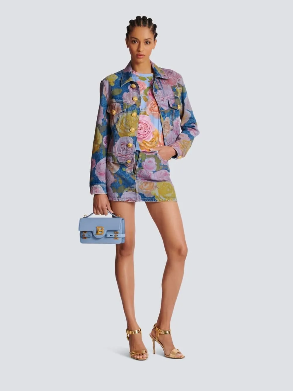 B-Buzz shoulder 24 Blue Calfskin Bag