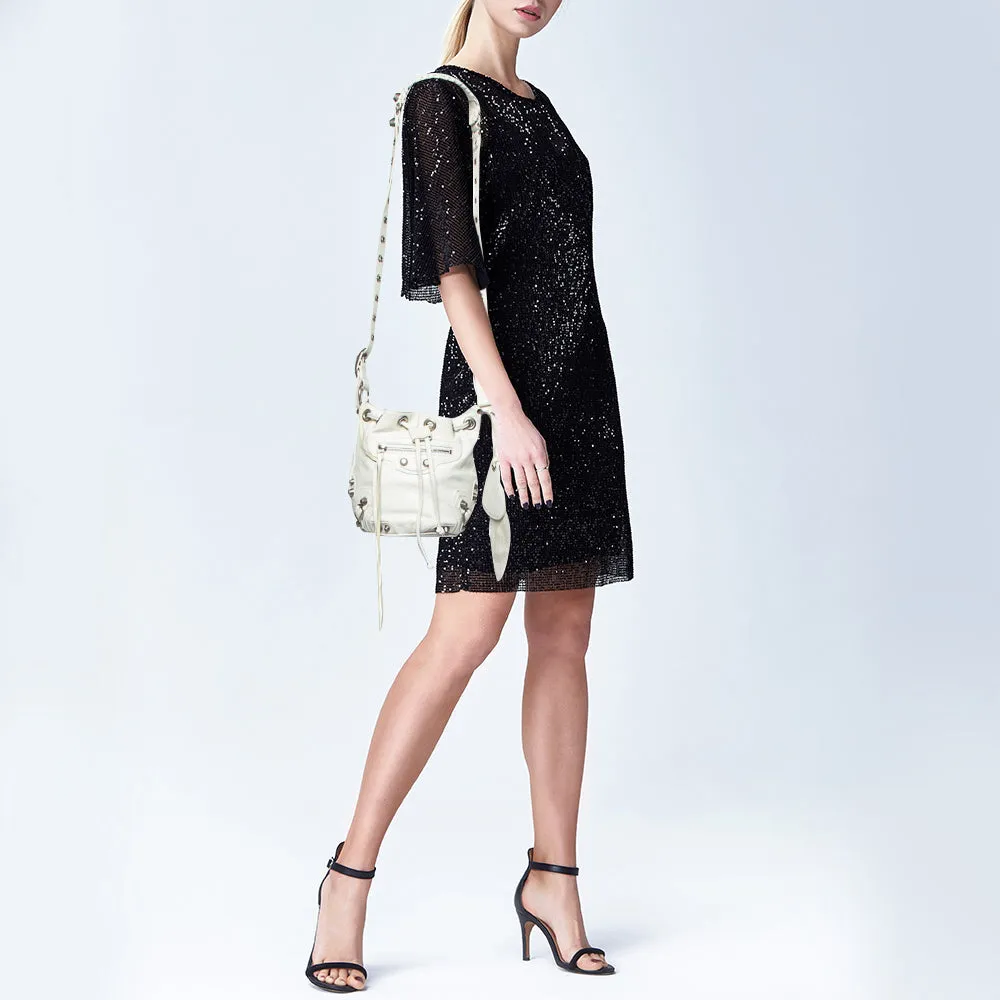 BALENCIAGA White Leather XS Le Cagole Bucket Bag
