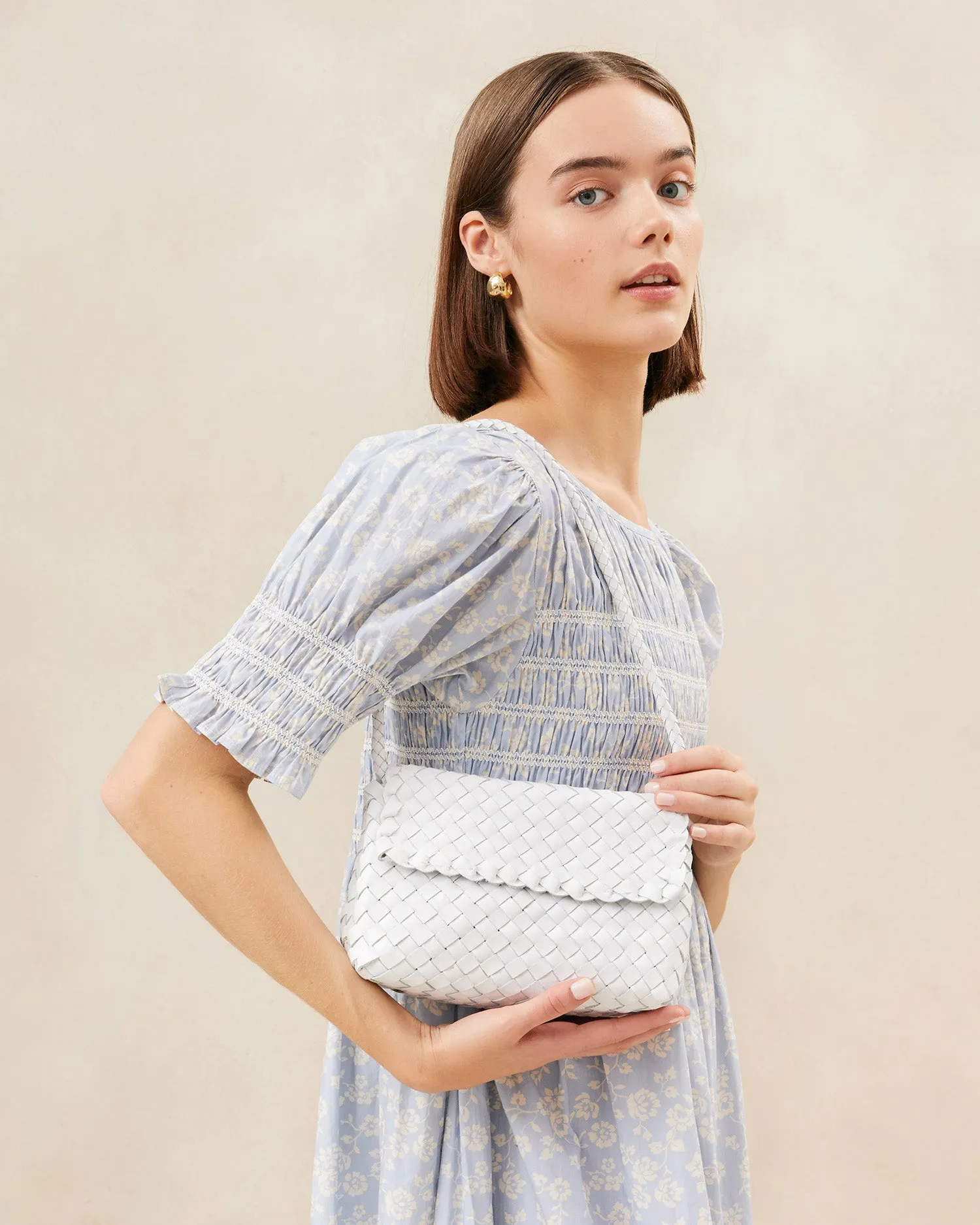 Billie White Leather Shoulder Bag