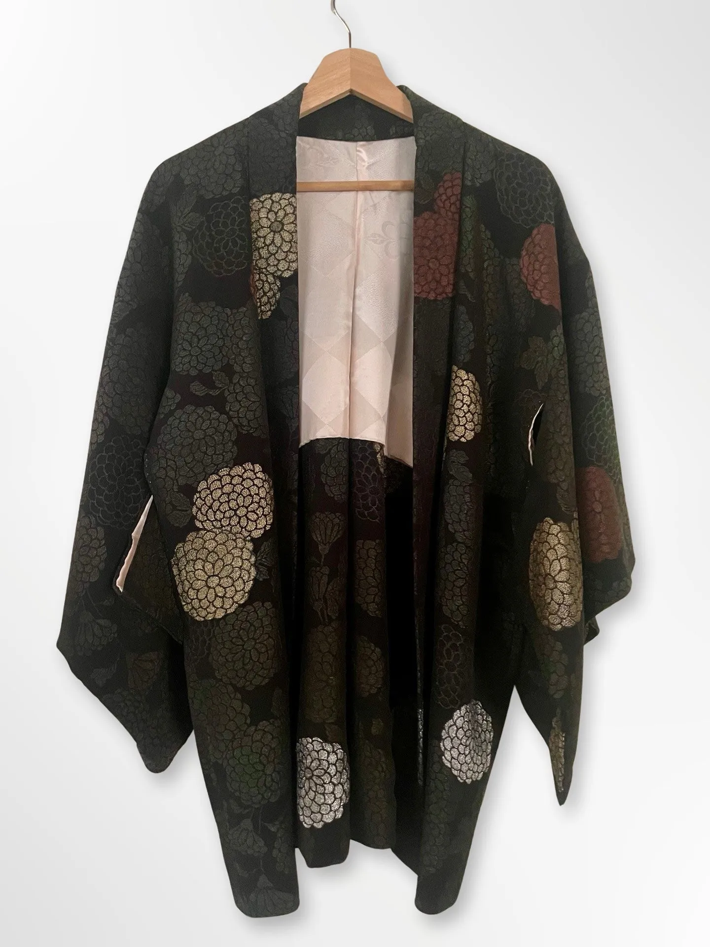 Black with Metallic Chrysanthemums Haori Jacket