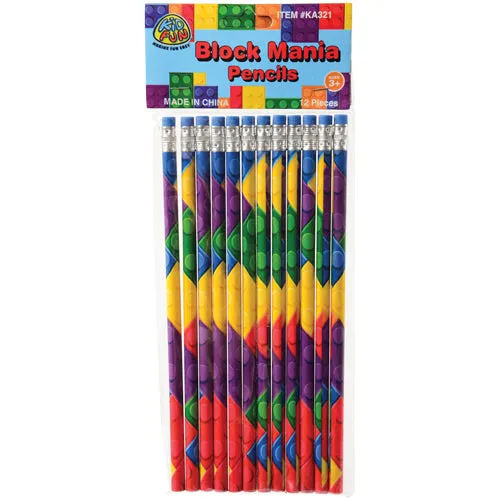 Block Mania Pencils Party Supplies (pack of 12)