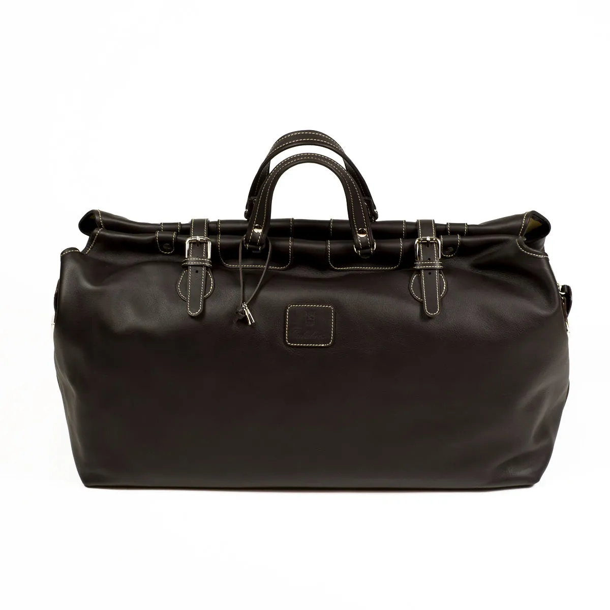 Brown Pompei leather travel bag