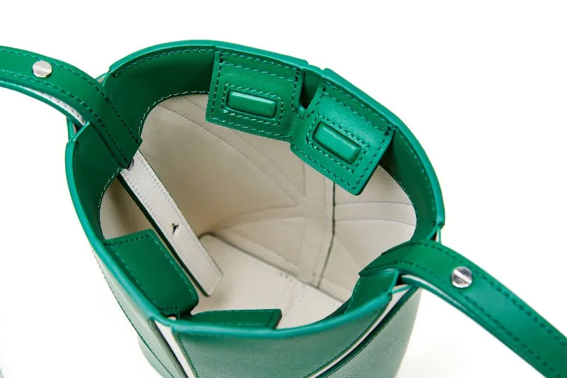 Bucket Mini Foldable Crossbody Bag - Green/White