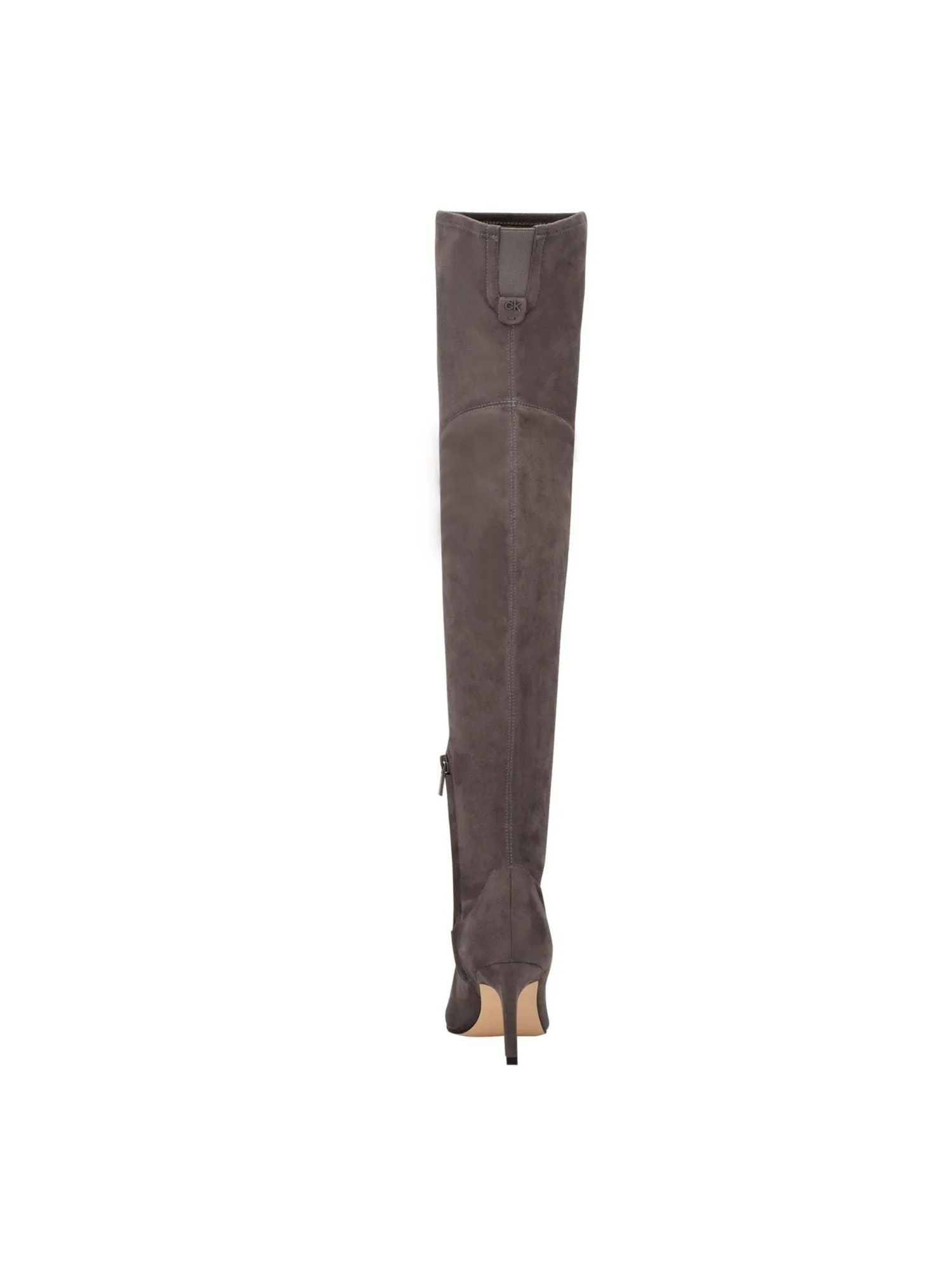 CALVIN KLEIN Womens Gray Goring Sacha Pointy Toe Stiletto Zip-Up Heeled Boots M