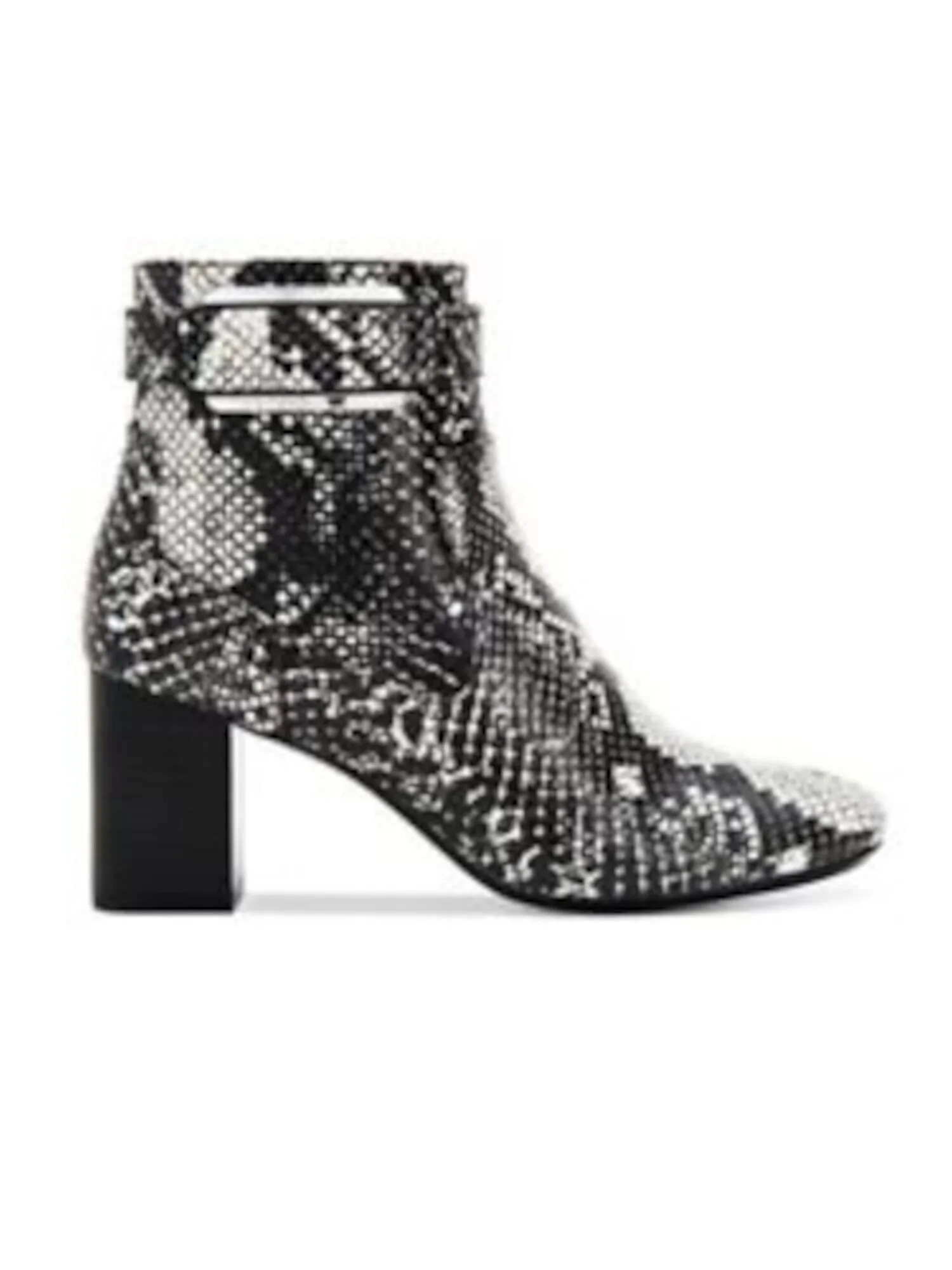 CALVIN KLEIN Womens Gray Snakeskin Buckle Accent Padded Cattee Square Toe Block Heel Zip-Up Booties M