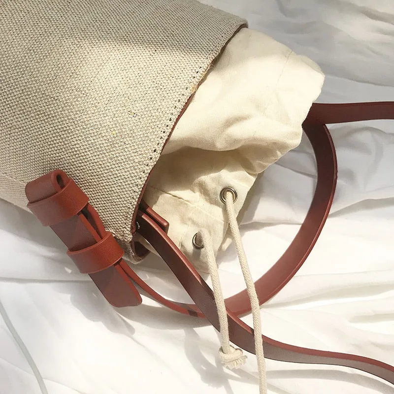 Canvas Bucket Bag for Women's Crossbody Bags Beach Handbag small Korean style female Shoulder Messenger Bag 2021 new Totes bolsa