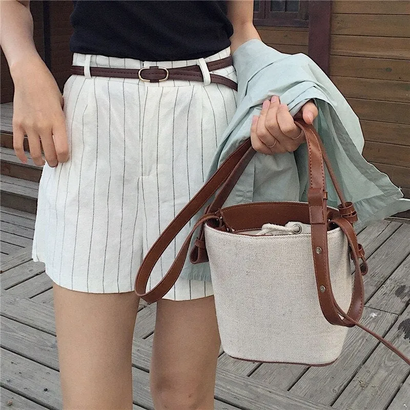 Canvas Bucket Bag for Women's Crossbody Bags Beach Handbag small Korean style female Shoulder Messenger Bag 2021 new Totes bolsa