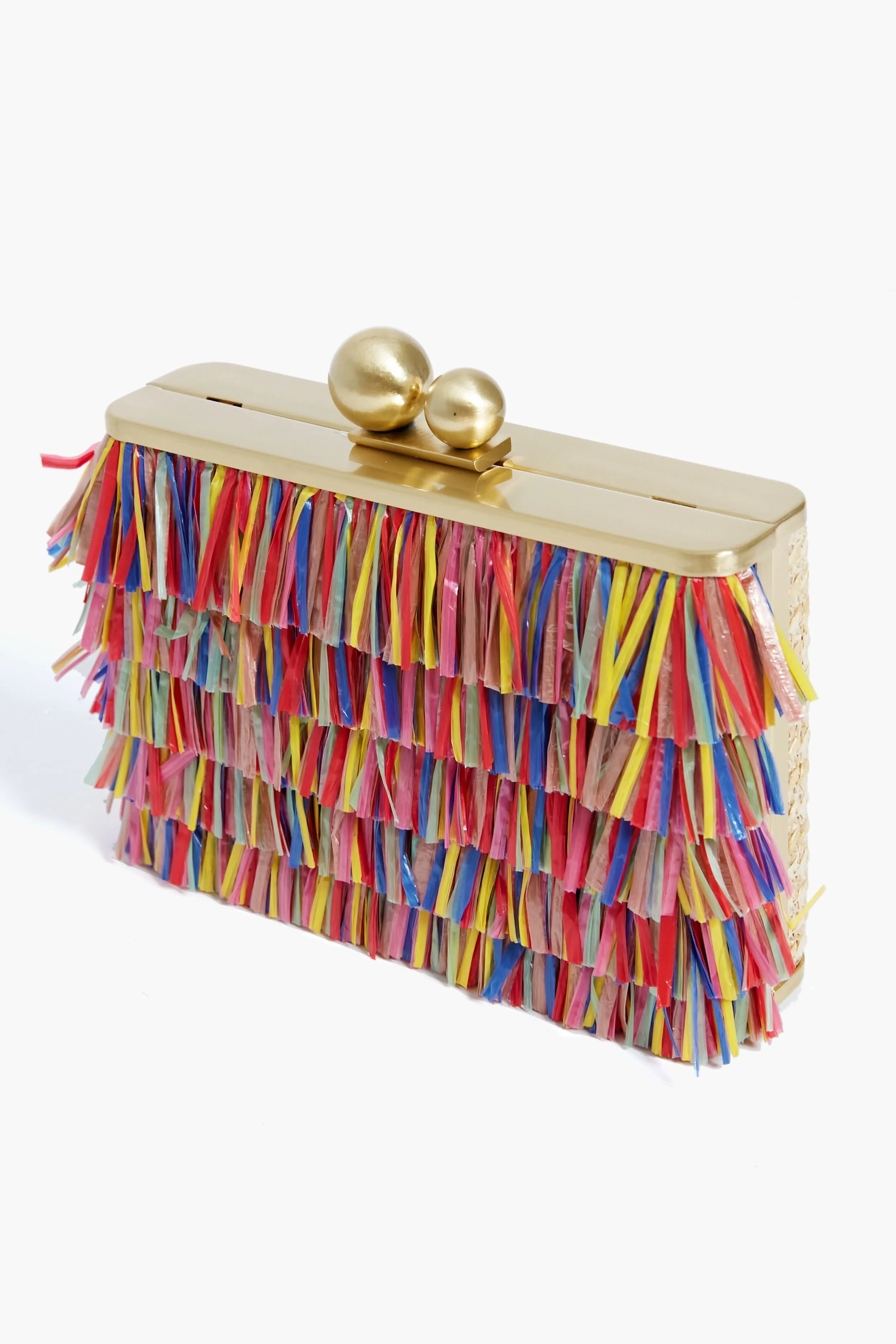 Carlita Carnivale Raffia Fringed Clutch