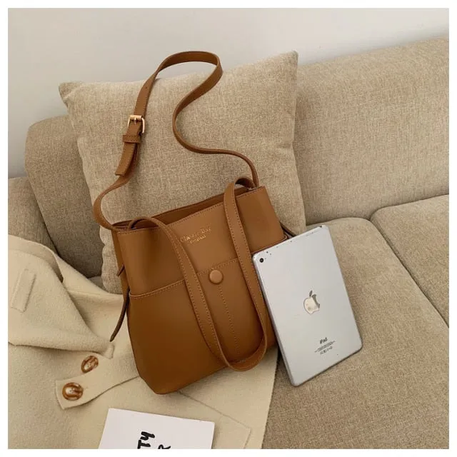 casaul buckets bag for women designer shoulder bags luxury soft pu leather crossbody bag large capacity tote ladies big purses