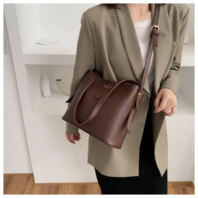 casaul buckets bag for women designer shoulder bags luxury soft pu leather crossbody bag large capacity tote ladies big purses