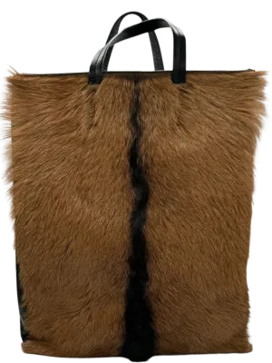 CELINE Vertical Cabas Black/Brown Fur & Leather Large Tote