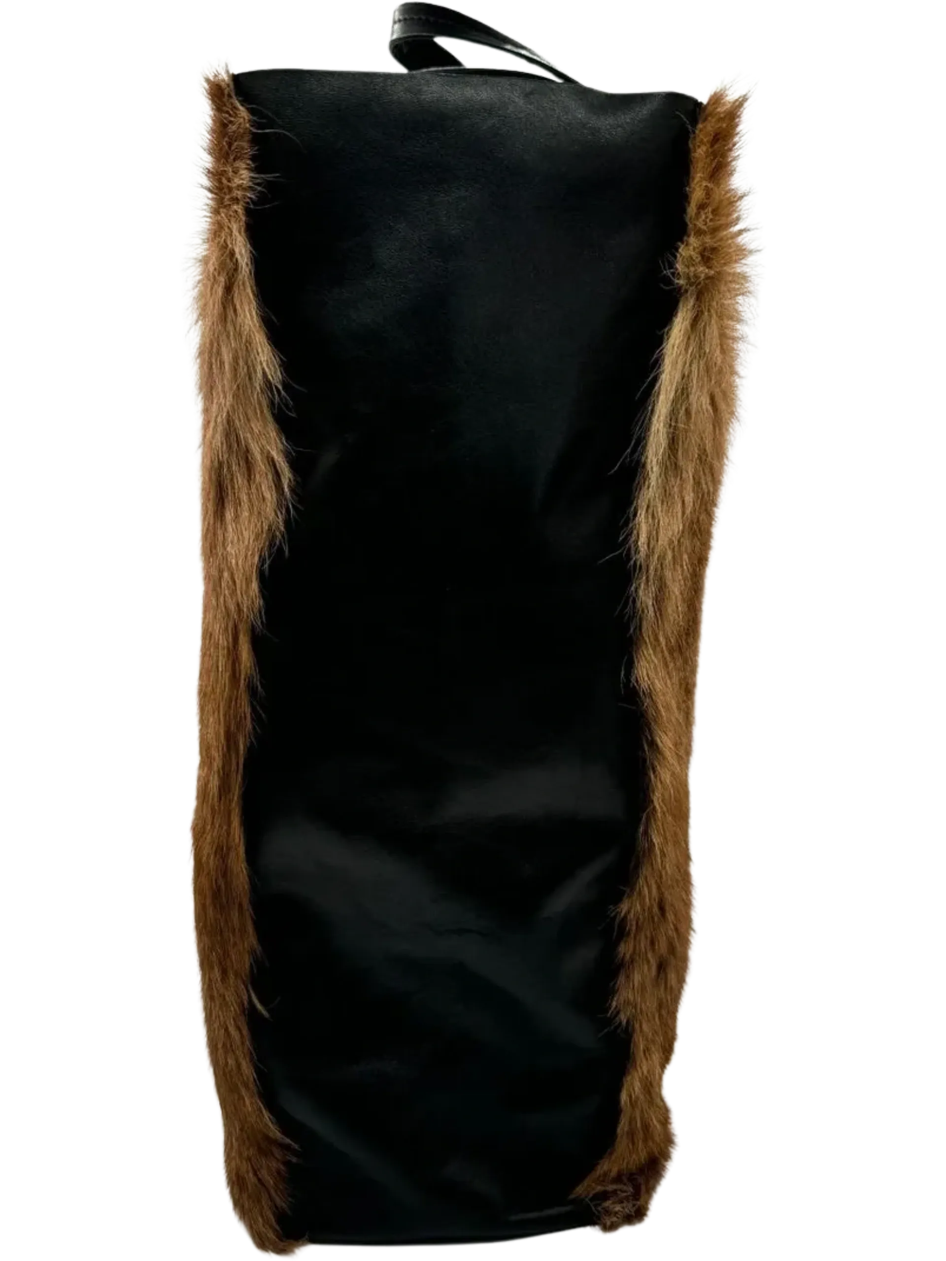 CELINE Vertical Cabas Black/Brown Fur & Leather Large Tote
