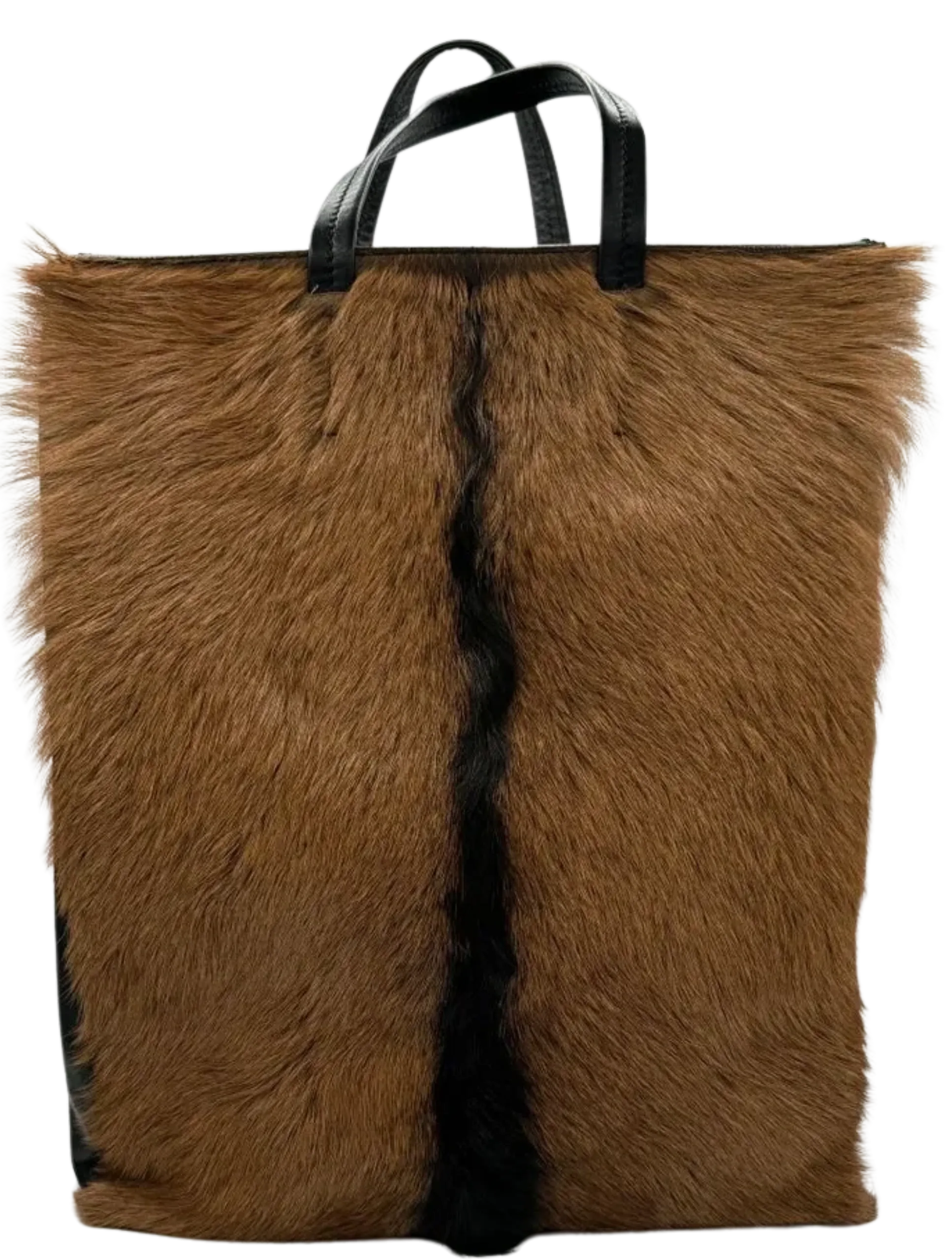 CELINE Vertical Cabas Black/Brown Fur & Leather Large Tote
