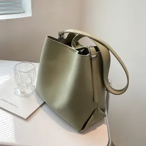 Christmas Gift PU Leather Bucket Shoulder Crossbody Bag For Women 2021 Branded Simple Trendy Luxury Solid Color Handbags Female Travel