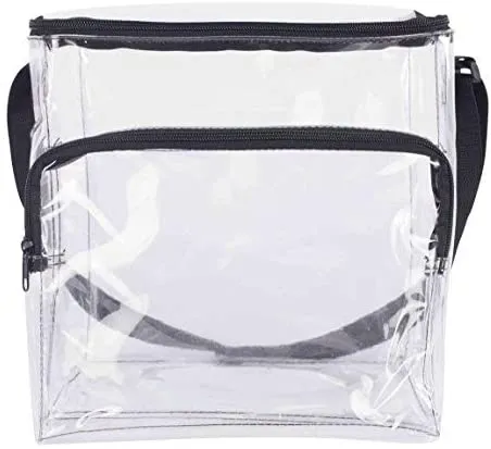 Clear Lunch Bag Stadium Approved  with Adjustable Strap and Front Zippered Pocket