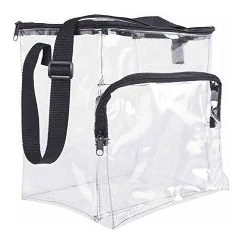 Clear Lunch Bag Stadium Approved  with Adjustable Strap and Front Zippered Pocket