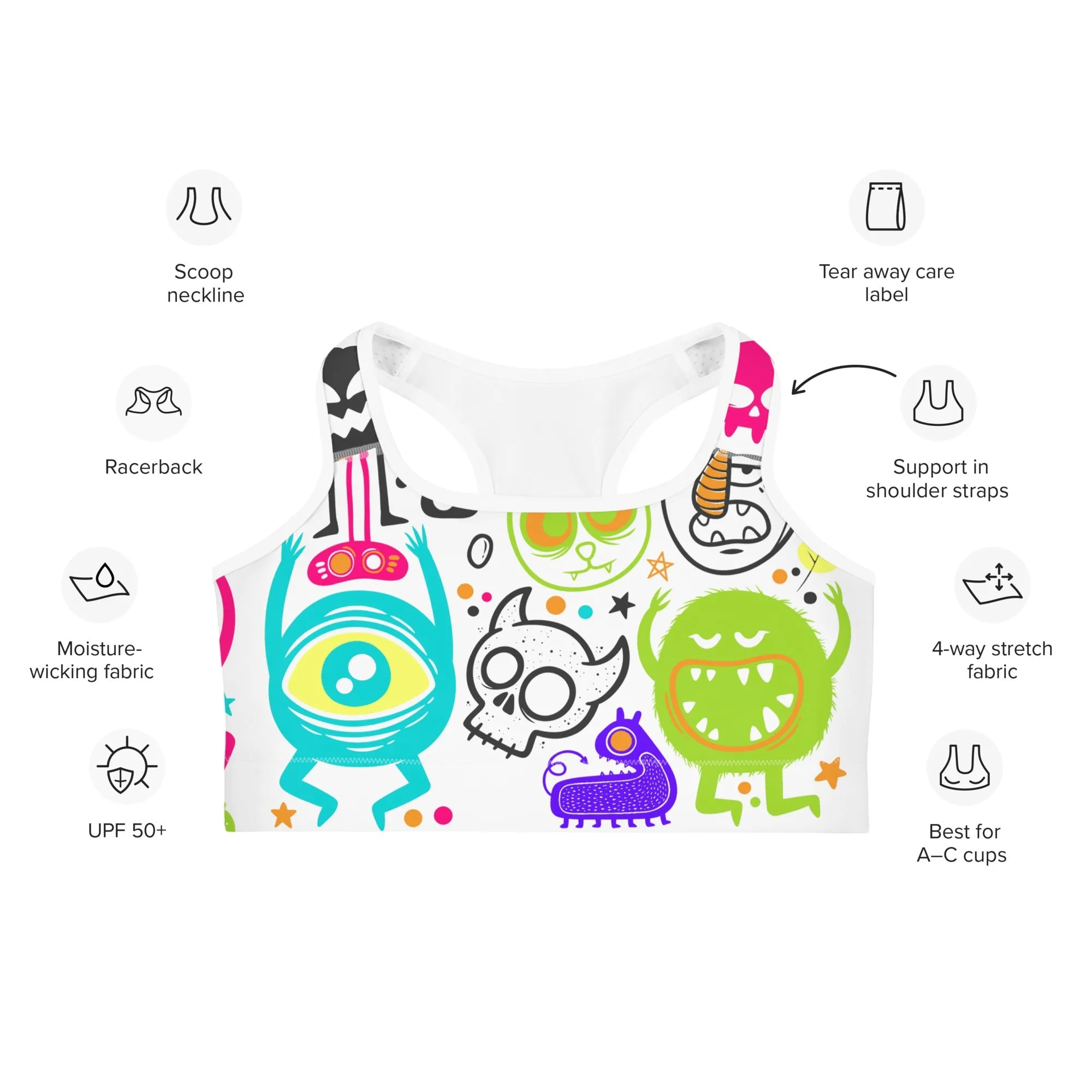 Colorful Doodles Sports Bra