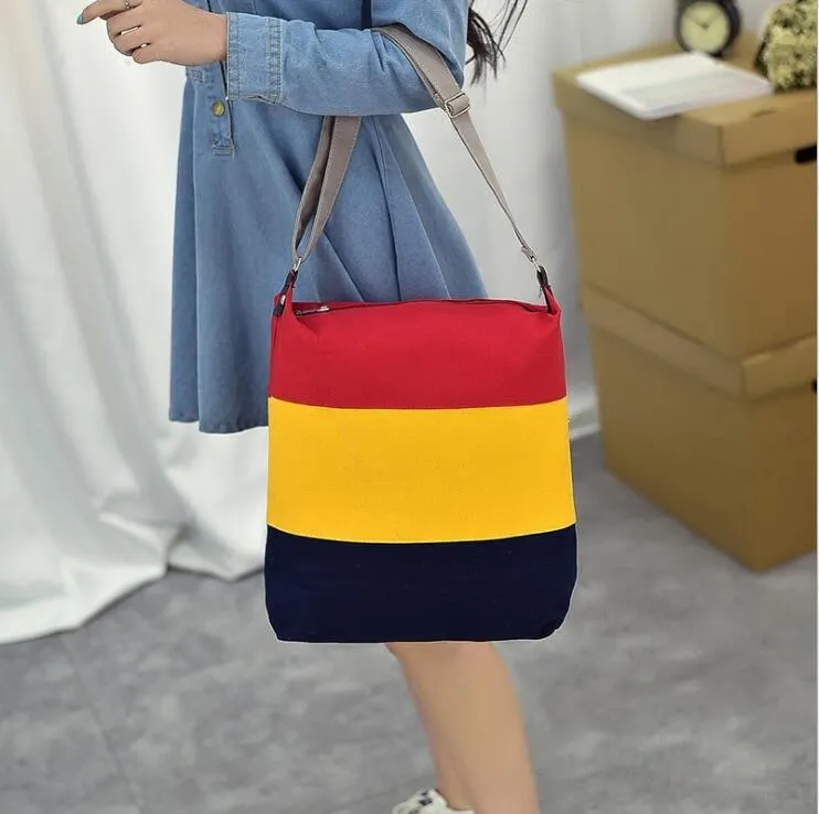 Colorful Stripes Canvas Shoulder Bag