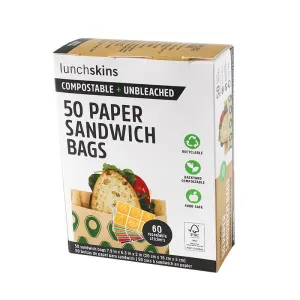 Compostable   Unbleached Kraft Paper Sandwich Bags