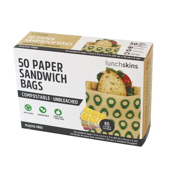 Compostable   Unbleached Kraft Paper Sandwich Bags