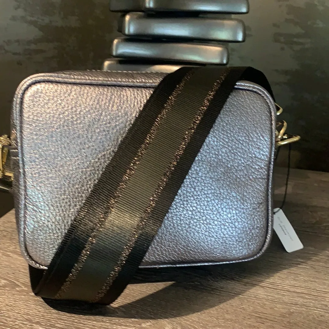 Elie Beaumont Pewter Leather Crossbody Bag
