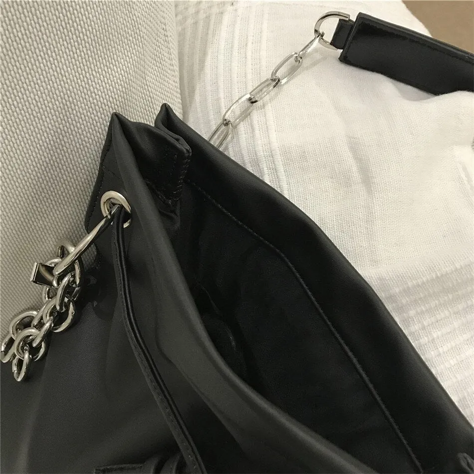 Fashion Chain bucket bag Women's Crossbody Bags Black PU leather female Shoulder messenger bag Casual lady Handbags Black bolsa