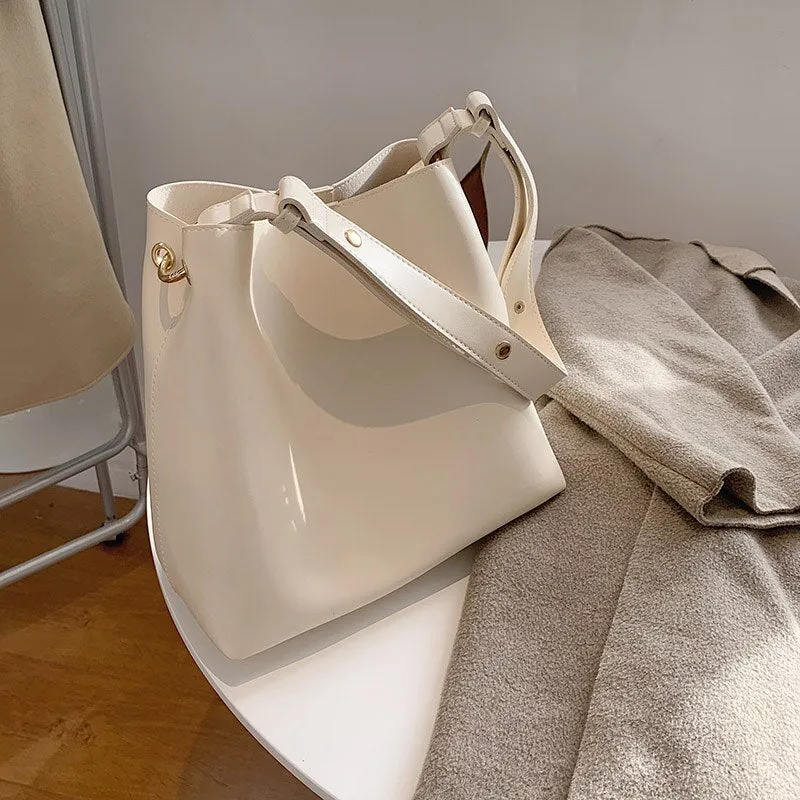 Fashion Designer Pu Leather Female Handbags Large Capacity Casual Ladies Tote Female Black Bucket Women Shoulder Hand Bag
