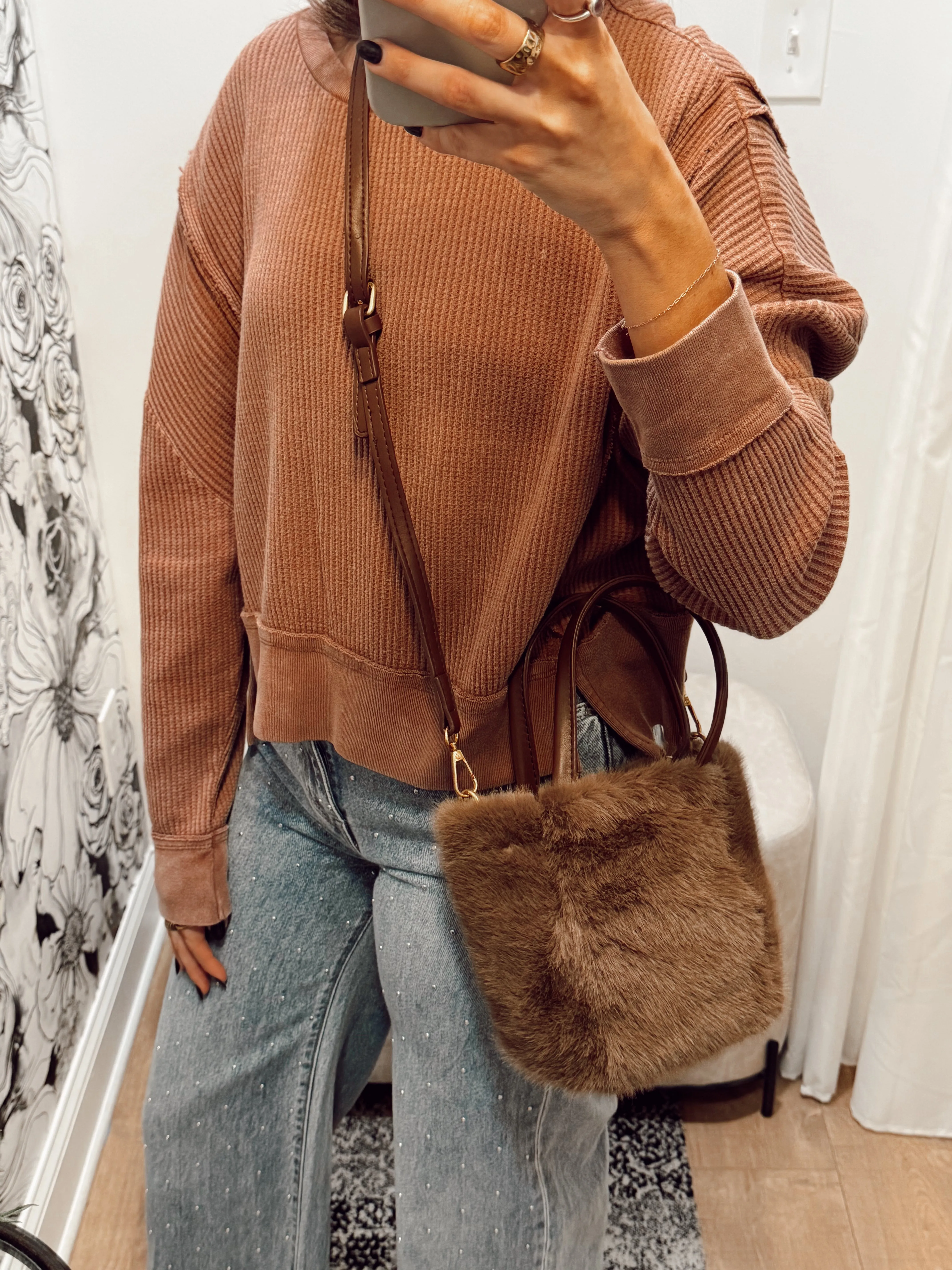 Faux Fur Crossbody Tote