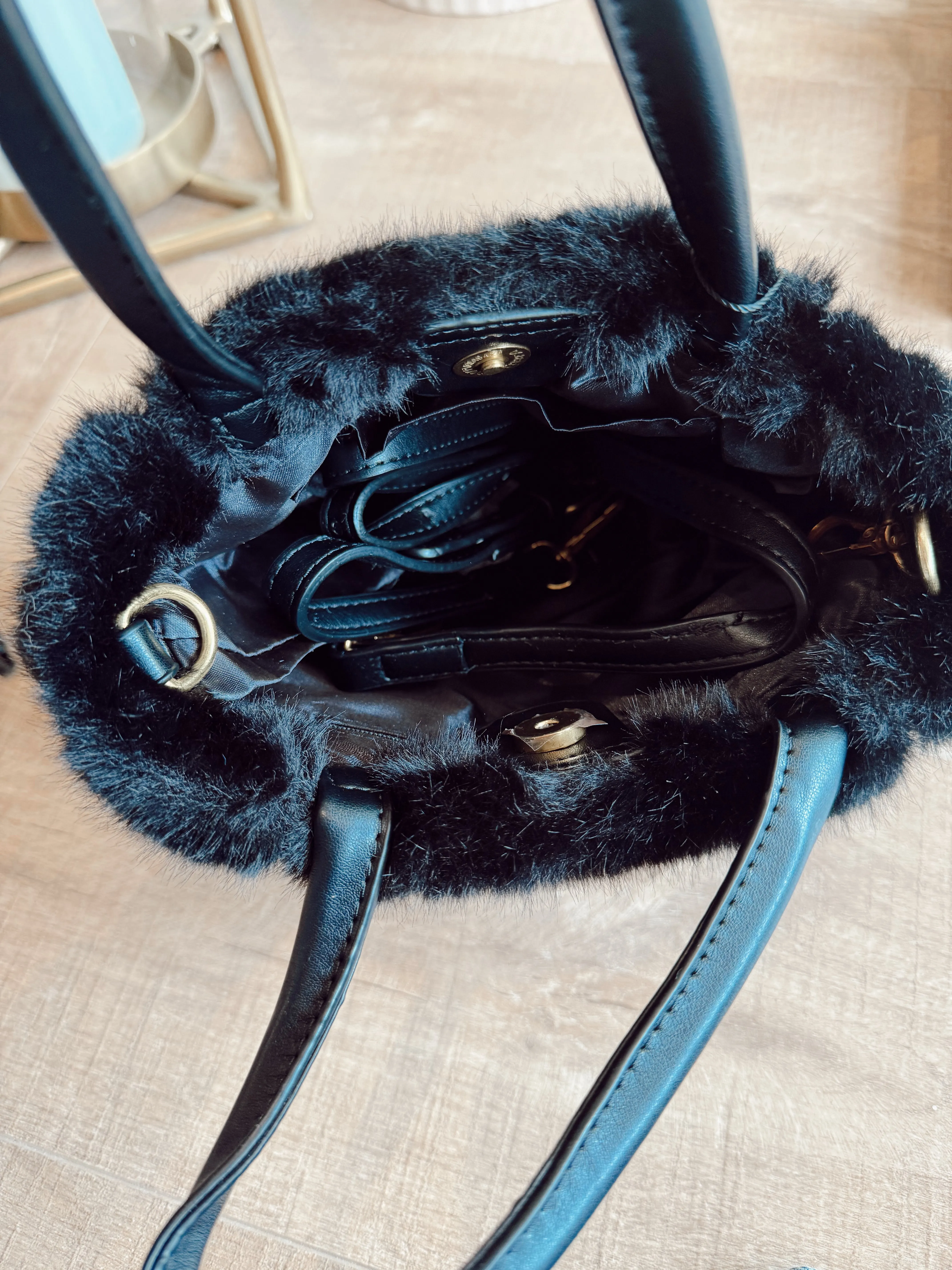 Faux Fur Crossbody Tote